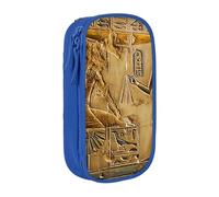 bnmklda Egypt Hieroglyphics Printed Large - Capacity Double - Layer Pencil Case Blue - Large Capacity Pen Case for School & Office Supplies