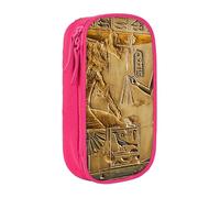 bnmklda Egypt Hieroglyphics Printed Large - Capacity Double - Layer Pencil Case Pink - Large Capacity Pen Case for School & Office Supplies