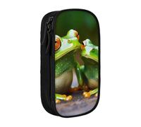 bnmklda Funny Green Frogs Printed Large - Capacity Double - Layer Pencil Case Black - Large Capacity Pen Case for School & Office Supplies