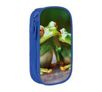bnmklda Funny Green Frogs Printed Large - Capacity Double - Layer Pencil Case Blue - Large Capacity Pen Case for School & Office Supplies