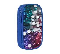 bnmklda Glitter Sequin Spot Printed Large - Capacity Double - Layer Pencil Case Blue - Large Capacity Pen Case for School & Office Supplies