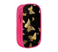 bnmklda Gold White Butterflies Black Printed Large - Capacity Double - Layer Pencil Case Pink - Large Capacity Pen Case for School & Office Supplies
