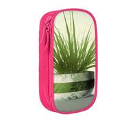 bnmklda Grass Pot Leaf Printed Large - Capacity Double - Layer Pencil Case Pink - Large Capacity Pen Case for School & Office Supplies