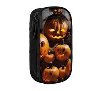 bnmklda Halloween Pumpkins Printed Large - Capacity Double - Layer Pencil Case Black - Large Capacity Pen Case for School & Office Supplies