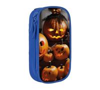bnmklda Halloween Pumpkins Printed Large - Capacity Double - Layer Pencil Case Blue - Large Capacity Pen Case for School & Office Supplies