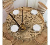 bnmklda Law of the Compass Navigation Printed Round Lacy Tablecloth 152cm - Soft Polyester Round Table Cover for Brunch, Garden Parties, Weddings & Indoor/Outdoor Dining