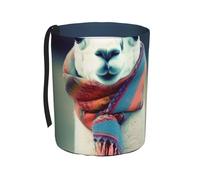 bnmklda Llama in A Scarf Printed Car Trash Can - Water-Resistant Oxford Fabric Cylinder Car Trash Bin for All Vehicle Types & Journeys