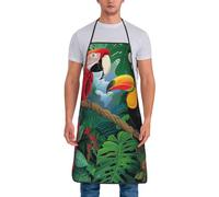 bnmklda Macaw and Toucan Perching of American Rainforests Printed Anti - Stain Tied Apron - Soft Polyester Kitchen Apron for Multiple Work & Home Settings