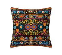 bnmklda Mexican Folk Art Boho Printed Double - sided Plush Pillow Cover - Soft Polyester Square pillow for Sofa, Bedroom, Living Room & Home Decor 60x60cm