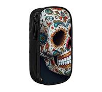bnmklda Mexican Skull Printed Large - Capacity Double - Layer Pencil Case Black - Large Capacity Pen Case for School & Office Supplies