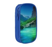 bnmklda Natural Wonders Printed Large - Capacity Double - Layer Pencil Case Blue - Large Capacity Pen Case for School & Office Supplies