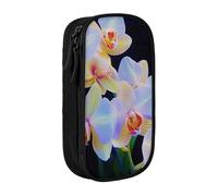 bnmklda Orchids Print Printed Large - Capacity Double - Layer Pencil Case Black - Large Capacity Pen Case for School & Office Supplies
