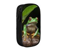 bnmklda Peace Tree Frog Printed Large - Capacity Double - Layer Pencil Case Black - Large Capacity Pen Case for School & Office Supplies