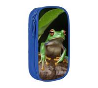 bnmklda Peace Tree Frog Printed Large - Capacity Double - Layer Pencil Case Blue - Large Capacity Pen Case for School & Office Supplies