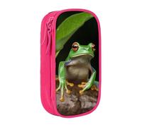 bnmklda Peace Tree Frog Printed Large - Capacity Double - Layer Pencil Case Pink - Large Capacity Pen Case for School & Office Supplies
