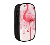 bnmklda Pink Flamingo and Snowflake Printed Large - Capacity Double - Layer Pencil Case Black - Large Capacity Pen Case for School & Office Supplies