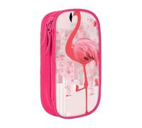 bnmklda Pink Flamingo and Snowflake Printed Large - Capacity Double - Layer Pencil Case Pink - Large Capacity Pen Case for School & Office Supplies