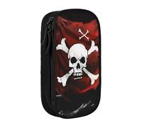 bnmklda Pirate Flag Printed Large - Capacity Double - Layer Pencil Case Black - Large Capacity Pen Case for School & Office Supplies