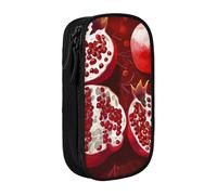 bnmklda Pomegranate Painting Printed Large - Capacity Double - Layer Pencil Case Black - Large Capacity Pen Case for School & Office Supplies