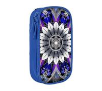 bnmklda Rectangle Mandala Print Printed Large - Capacity Double - Layer Pencil Case Blue - Large Capacity Pen Case for School & Office Supplies
