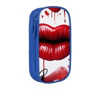 bnmklda Red Heart Lips and Love Printed Large - Capacity Double - Layer Pencil Case Blue - Large Capacity Pen Case for School & Office Supplies