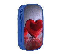 bnmklda Red Hearts Printed Large - Capacity Double - Layer Pencil Case Blue - Large Capacity Pen Case for School & Office Supplies