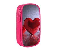 bnmklda Red Hearts Printed Large - Capacity Double - Layer Pencil Case Pink - Large Capacity Pen Case for School & Office Supplies