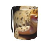 bnmklda Sand Leopard Gecko Printed Car Trash Can - Water-Resistant Oxford Fabric Cylinder Car Trash Bin for All Vehicle Types & Journeys