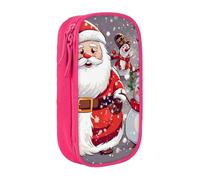 bnmklda Santa Claus Snowman Printed Large - Capacity Double - Layer Pencil Case Pink - Large Capacity Pen Case for School & Office Supplies