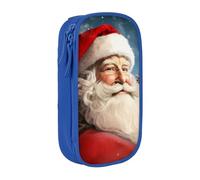 bnmklda Santa Clause Printed Large - Capacity Double - Layer Pencil Case Blue - Large Capacity Pen Case for School & Office Supplies