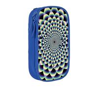 bnmklda Spiral Optical Illusion Art Printed Large - Capacity Double - Layer Pencil Case Blue - Large Capacity Pen Case for School & Office Supplies