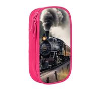 bnmklda Steam Train Printed Large - Capacity Double - Layer Pencil Case Pink - Large Capacity Pen Case for School & Office Supplies