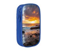 bnmklda Sunset Clouds Coast Hawaii Printed Large - Capacity Double - Layer Pencil Case Blue - Large Capacity Pen Case for School & Office Supplies
