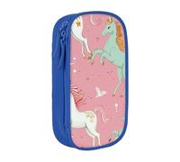 bnmklda Unicorns Pink Printed Large - Capacity Double - Layer Pencil Case Blue - Large Capacity Pen Case for School & Office Supplies