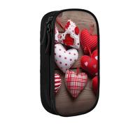 bnmklda Valentine's Hearts Printed Large - Capacity Double - Layer Pencil Case Black - Large Capacity Pen Case for School & Office Supplies
