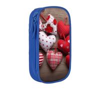 bnmklda Valentine's Hearts Printed Large - Capacity Double - Layer Pencil Case Blue - Large Capacity Pen Case for School & Office Supplies