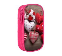 bnmklda Valentine's Hearts Printed Large - Capacity Double - Layer Pencil Case Pink - Large Capacity Pen Case for School & Office Supplies