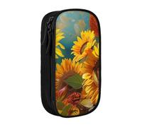 bnmklda Yellow Sunflowers Printed Large - Capacity Double - Layer Pencil Case Black - Large Capacity Pen Case for School & Office Supplies