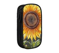 bnmklda You are My Sunshine Sunflower Printed Large - Capacity Double - Layer Pencil Case Black - Large Capacity Pen Case for School & Office Supplies