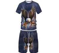BNMKYTWASJP Mens 3D Owl Summer Track Suits 2 Piece Shorts Sets Short Sleeve Sweatsuit Outfits (Mens5,XXL)