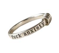 BnMvF Fuck anxiety Engraved Fidget Ring- Engraved Spinner Ring with Beads, Anti-Worry Minimalist Jewelry for Unisex, Encouragement Gift (Silvery,US 10)