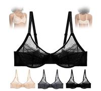 BnMvF Hilaine Bra,Breast Bra,Mermaid Lace Minimizer Bras for Women (34H,Black)