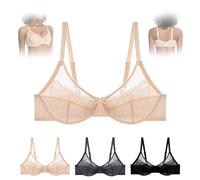 BnMvF Hilaine Bra,Breast Bra,Mermaid Lace Minimizer Bras for Women (38C,Skin)