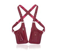BnMvF Premium Leather Adjustable Underarm Shoulder Bag for Men,Double Shoulder Armpit Bag,Anti-Theft Hidden (Wine Red)