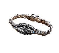 BnMvF Tibetan Silver Six-character Mantra Luck Bracelet,Transfer Rotating Nine-Eyed Bead Bracelet,Meditation Luck Amulet Bracelet,Tibetan Style Transfer Meditation Bracelet (1 Pcs,8.66in)