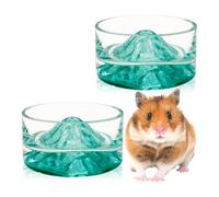 BNOSDM 2Pcs Hamster Food and Water Bowl Mountain Fuji Style Glass Drinking Dwarf Hamster Feeder Anti-Turning Dish for Syrian Hamsters Gerbils Mice Rats or Other Similar-Sized Pets (Green)