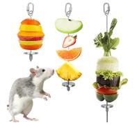 BNOSDM 3 Pcs Rat Food Holder Stainless Steel Rat Foraging Toy Mice Fruit Vegetable Skewer Rats Enrichment Toys Cage Accessories for Gerbils, Syrian, Dwarf Hamster, Teddy Bear