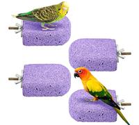 BNOSDM 4 Pcs Bird Beak Grinding Stone Chew Toy Parrot Calcium Perch Bird Stand Platform Parakeet Cage Accessories for Budgies, Cockatiels, Conures, Lovebirds, Finch (Purple)