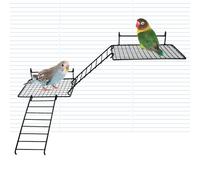 BNOSDM 4 PCS Bird Perches Platform, Stainless Steel Grid Platform for Parakeet Parrot Stand with Climbing Ladder Bird Cage Accessories for Small to Large Birds (Black)