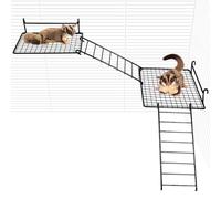 BNOSDM 4 PCS Sugar Glider Toy Hamster Stainless Steel Platform Squirrel Perch with Climbing Ladder Small Animals Cage Accessories for Guinea Pig, Chinchillas, Gerbils, Mice, Rats, Mouse